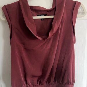 Express Sleeveless Draped Cowl Neck Tank - Burgundy